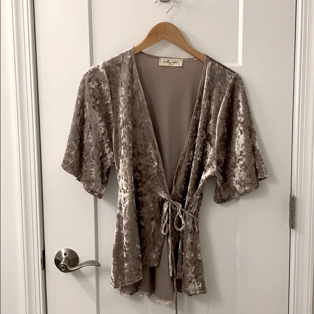 Molly Green Velour Wrap Top